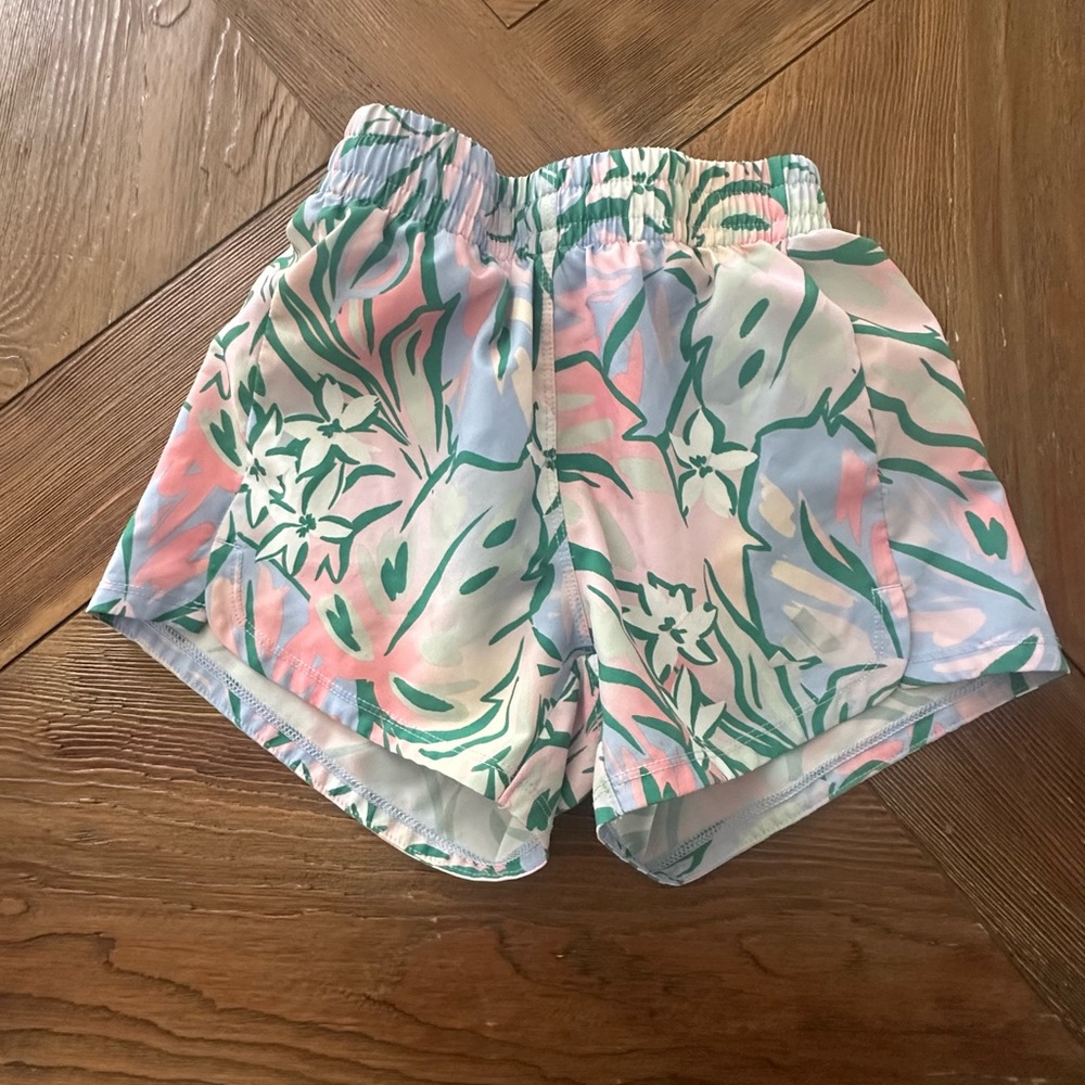 adidas Kids Floral Shorts - Green, Pink, White